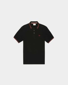 Bally Bomull Polo Skjorta Herr Svarta | 5480ZAWGF