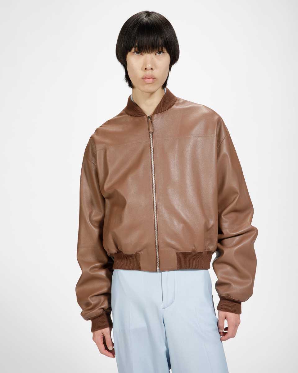 Bally Blouson Bomber Jacket Lädertoppar Herr Bruna | 2418WEULD