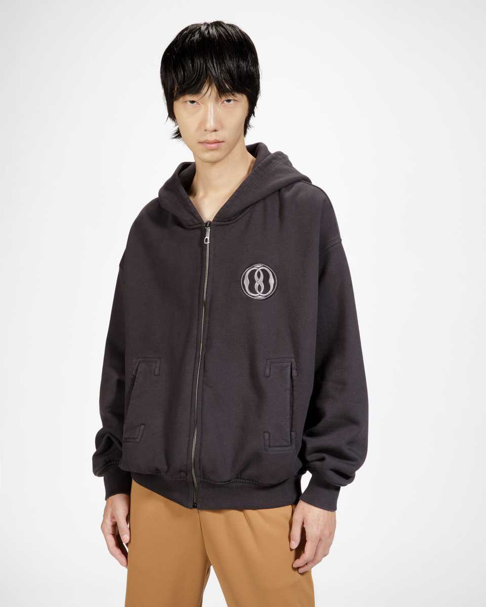 Bally Bomull Bi-Colour Hooded Tröja Träningsoverall Herr Grå | 0896KCLFJ