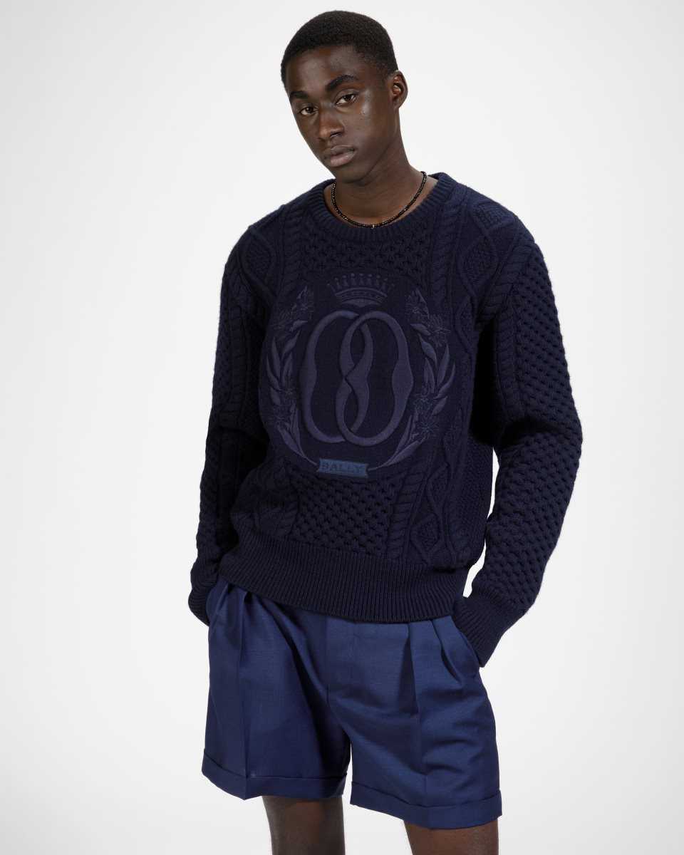 Bally Bomull Crew Neck Stickat Herr Olika Färger | 6035SYUQA