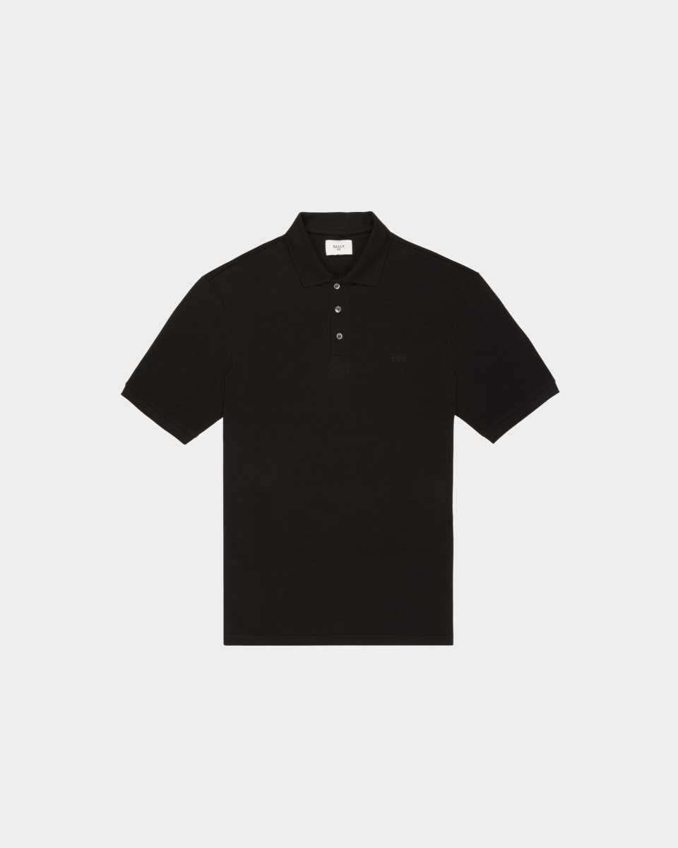 Bally Bomull Polo Skjorta Herr Svarta | 4017NZOKI