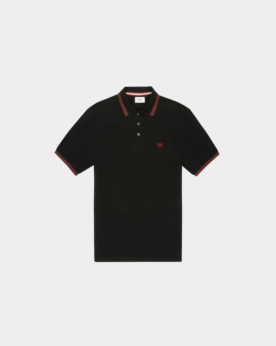 Bally Bomull Polo Skjorta Herr Svarta | 5480ZAWGF