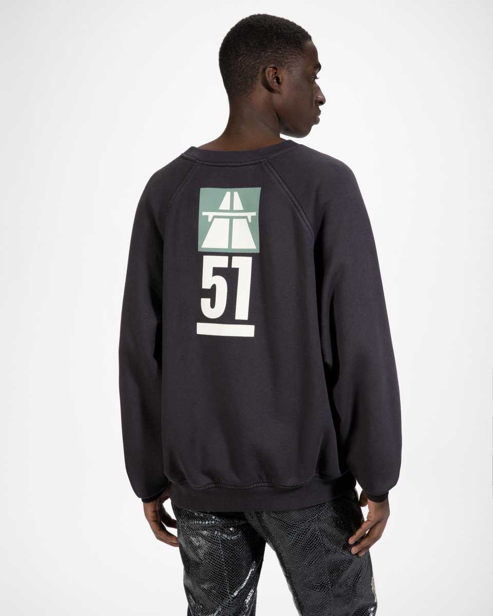 Bally Bomull Printed Crew Neck Sweatshirt Träningsoverall Herr Svarta | 1720KFBLI