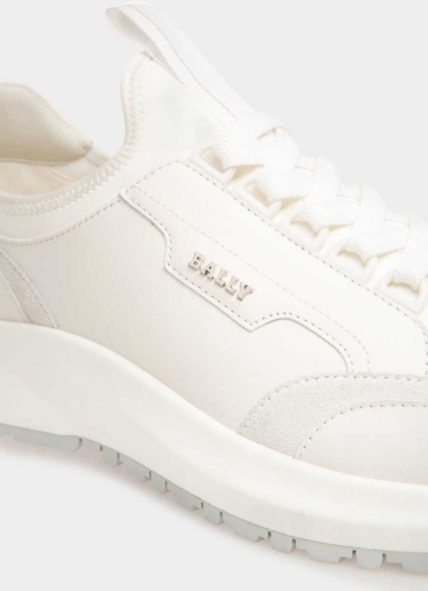 Bally Deven Läder Sneakers Herr Vita | 6430HUNWA