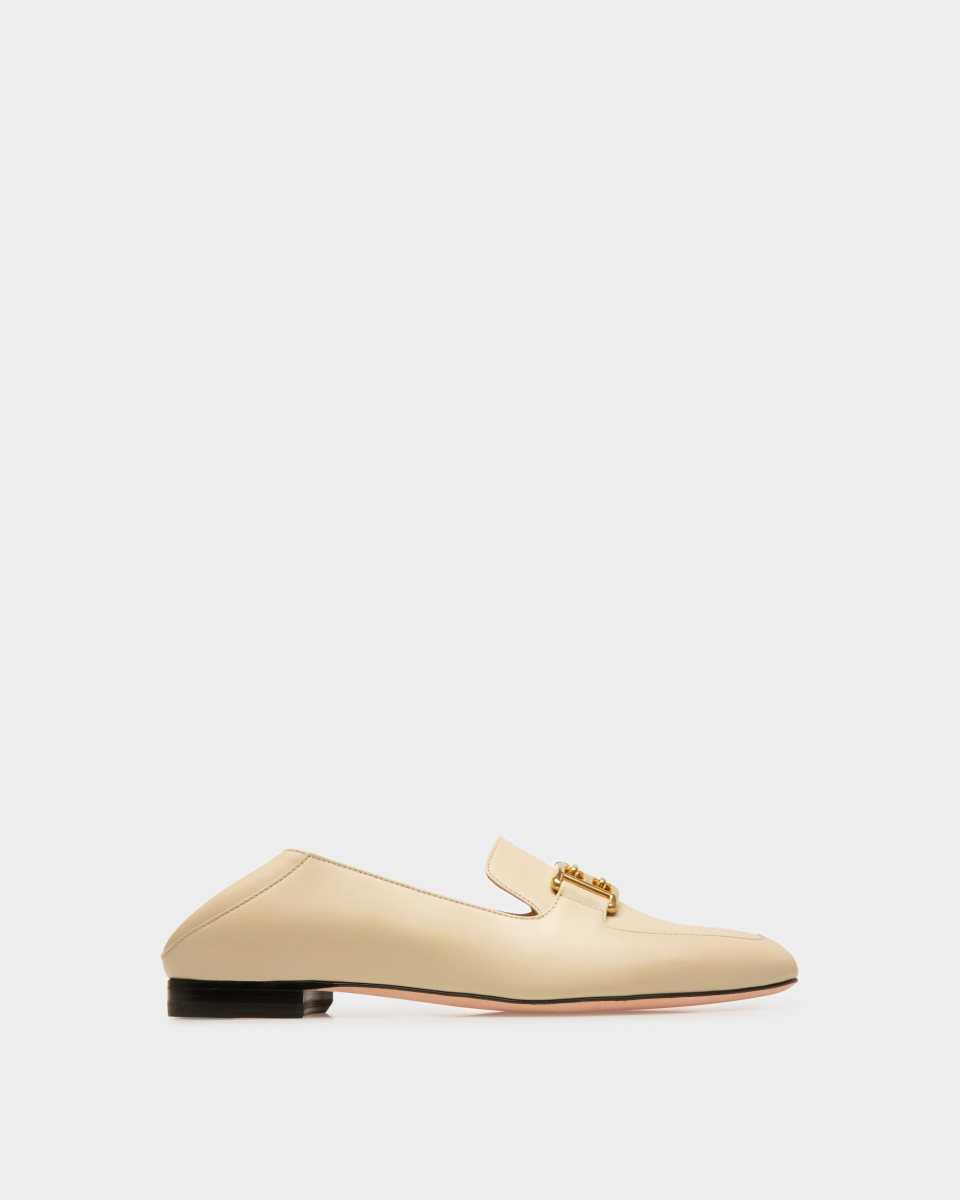 Bally Ellah Platta Läder Loafers Mockasiner Dam Beige | 0934VELSF