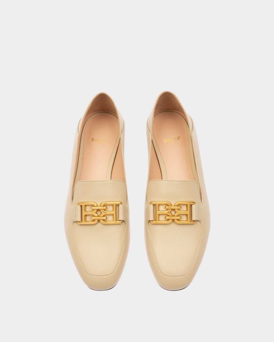 Bally Ellah Platta Läder Loafers Mockasiner Dam Beige | 0934VELSF