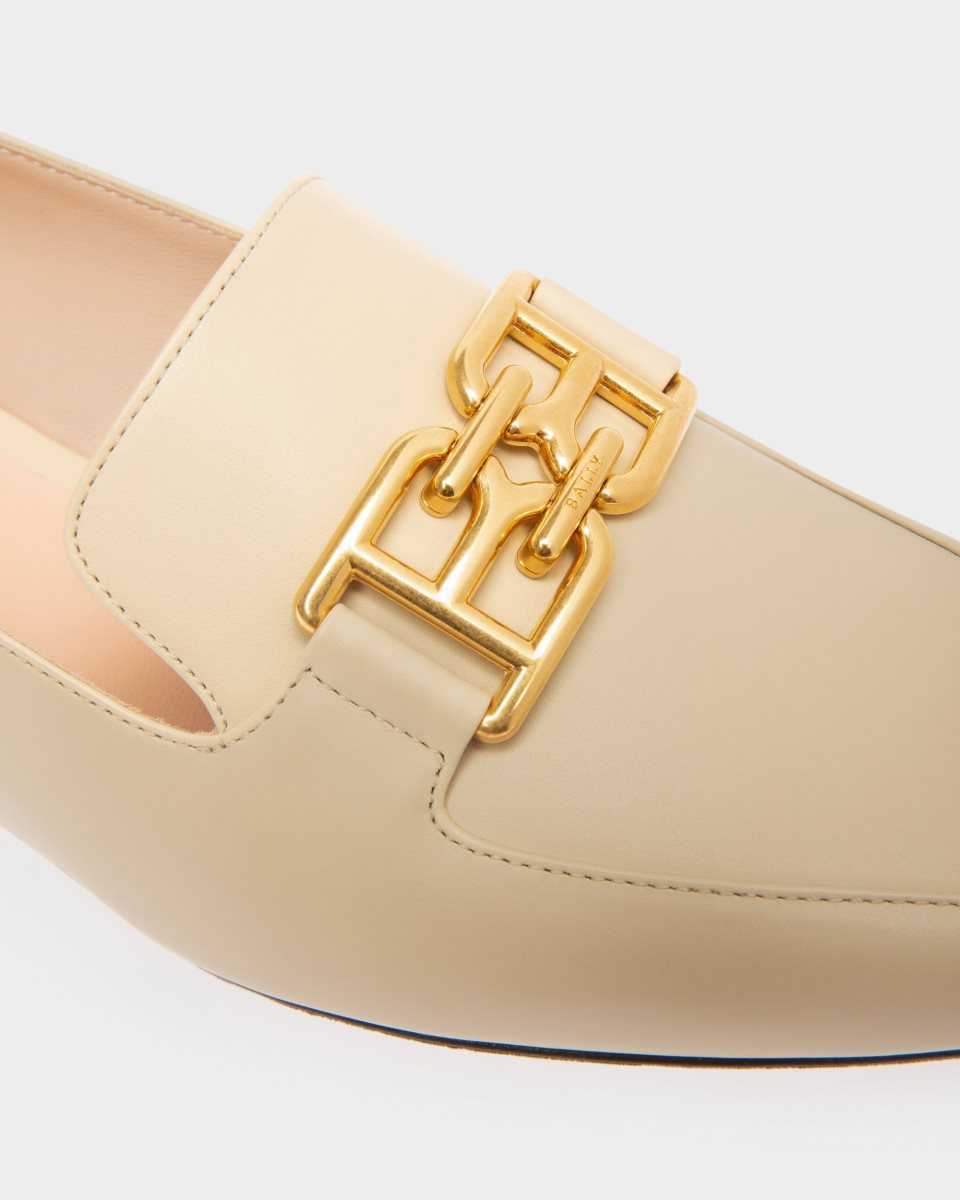 Bally Ellah Platta Läder Loafers Mockasiner Dam Beige | 0934VELSF