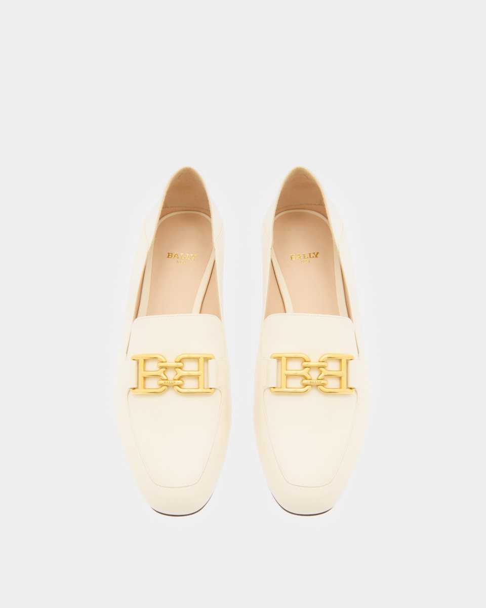 Bally Ellah Platta Läder Loafers Mockasiner Dam Vita | 3582OXHSE