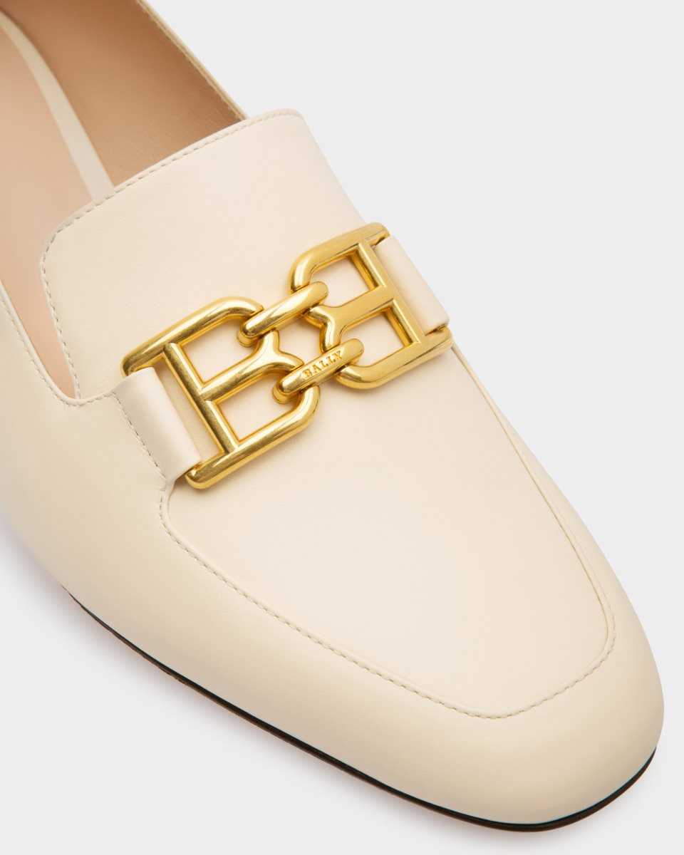 Bally Ellah Platta Läder Loafers Mockasiner Dam Vita | 3582OXHSE