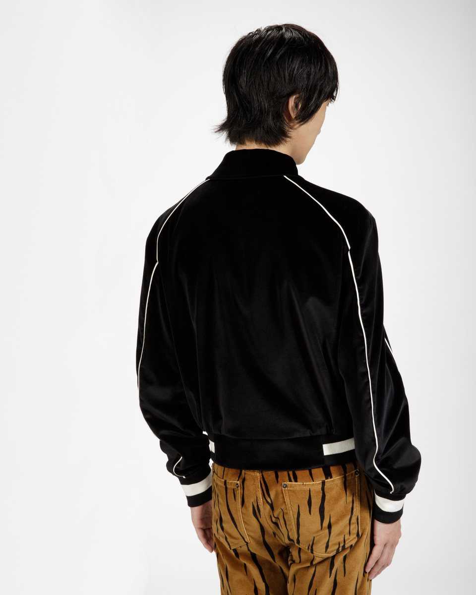 Bally Embroidered Velvet Bomber Jacka Herr Svarta | 5341TDMFA