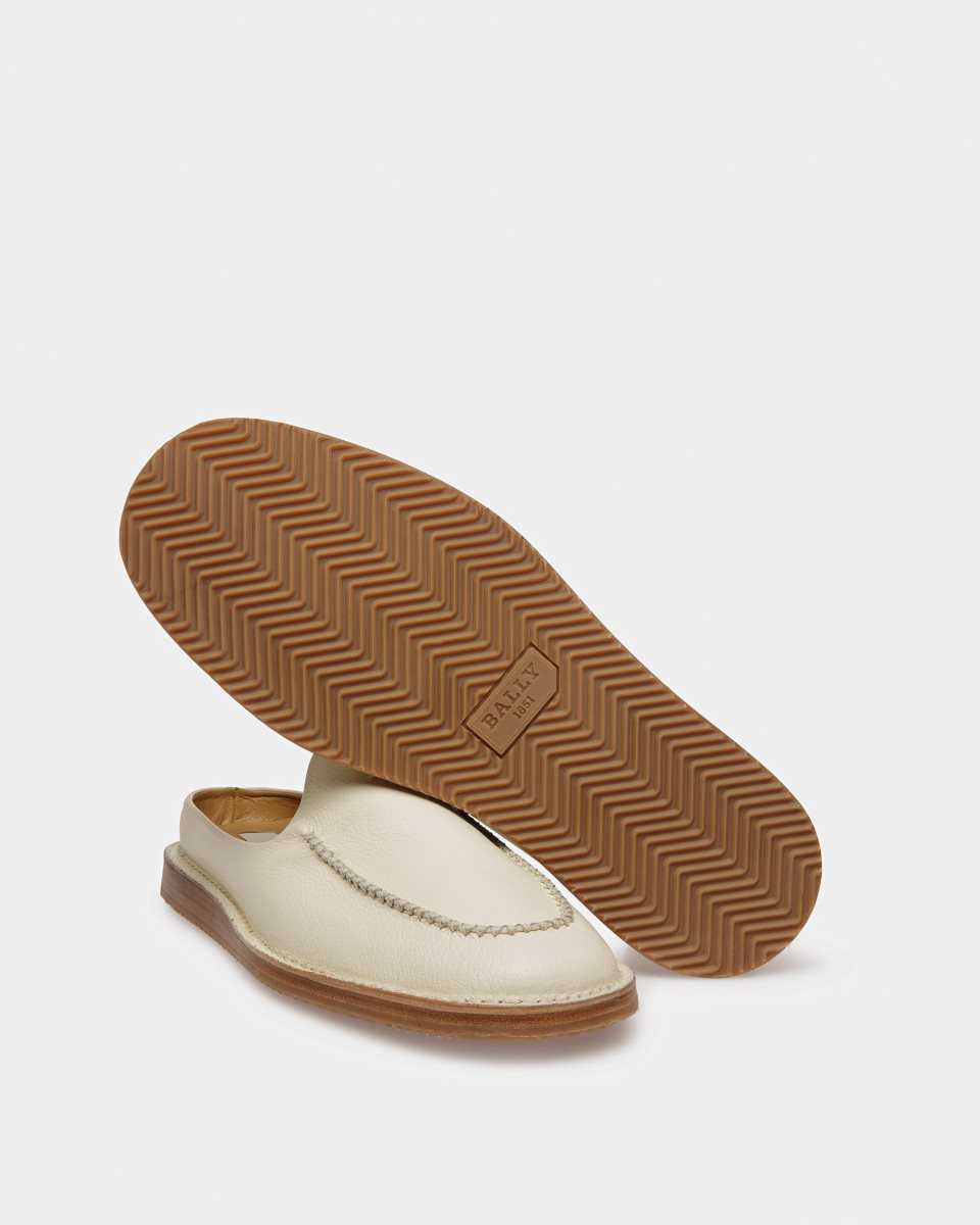 Bally Fosko Läder Slippers Badtofflor Herr Vita | 9328WXFRL