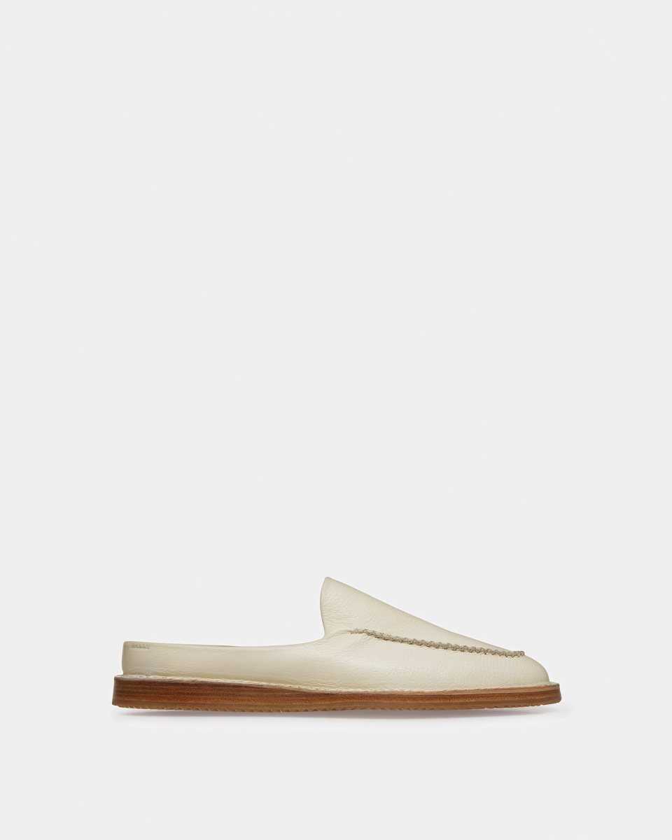 Bally Fosko Läder Slippers Badtofflor Herr Vita | 9328WXFRL