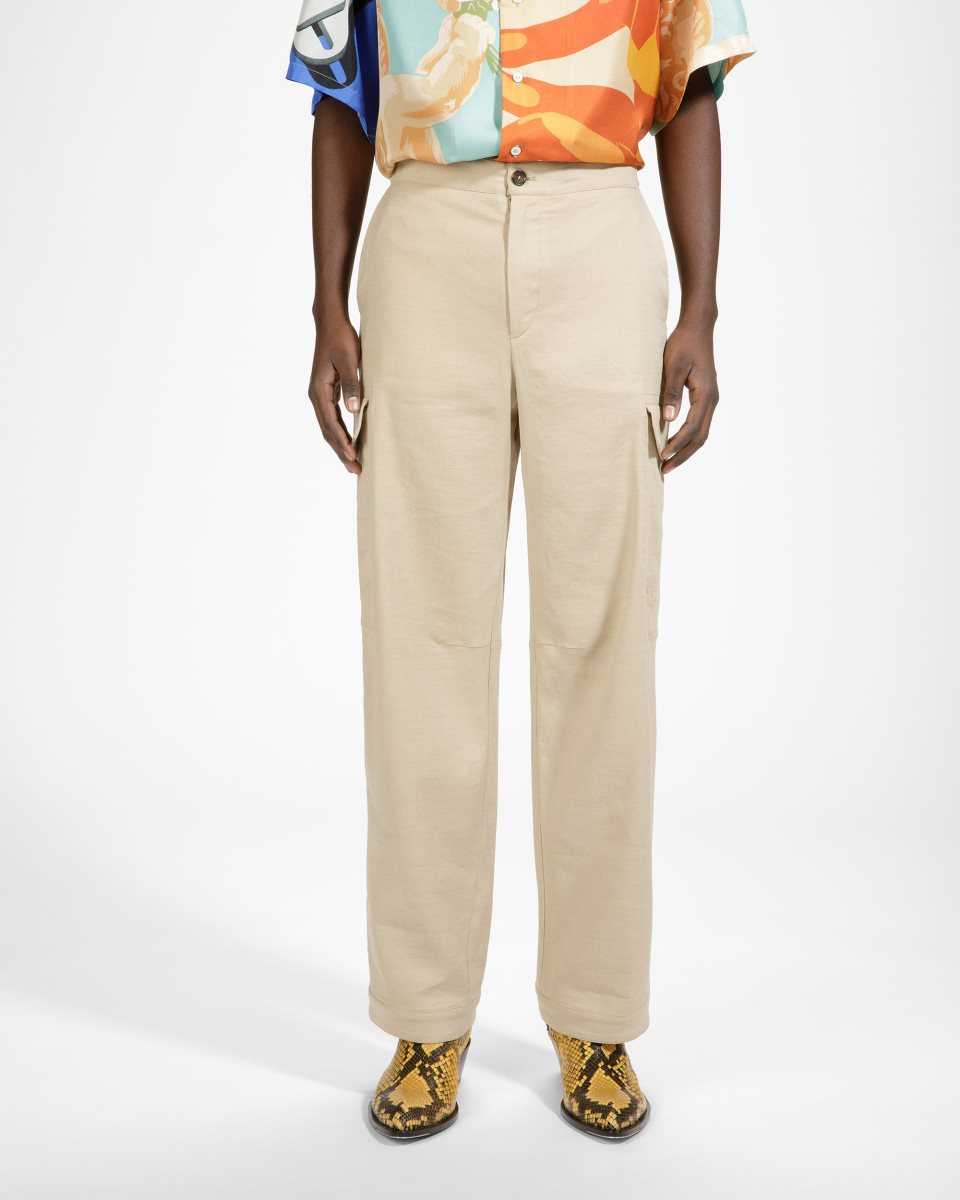 Bally Hetero Flare Trousers Bomull Byxor Herr Beige | 9285FPESO