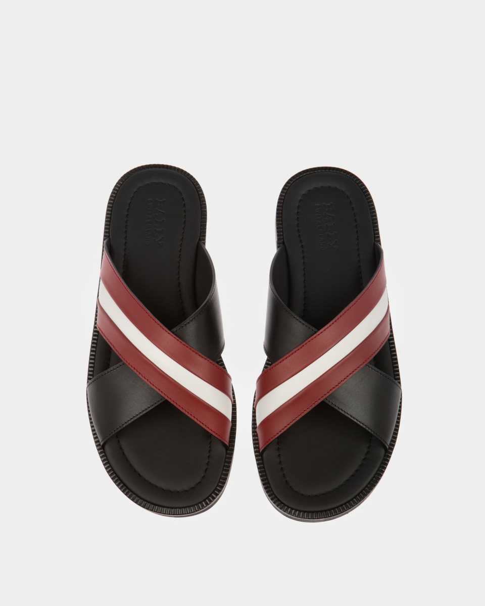 Bally Jaabir Läder Sandals Badtofflor Herr Svarta | 9210CXQMG