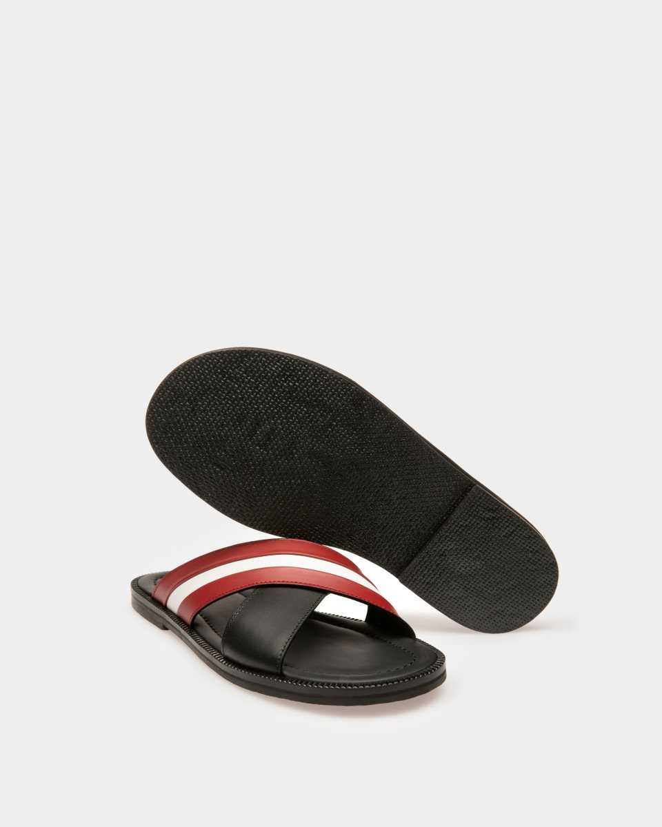 Bally Jaabir Läder Sandals Badtofflor Herr Svarta | 9210CXQMG