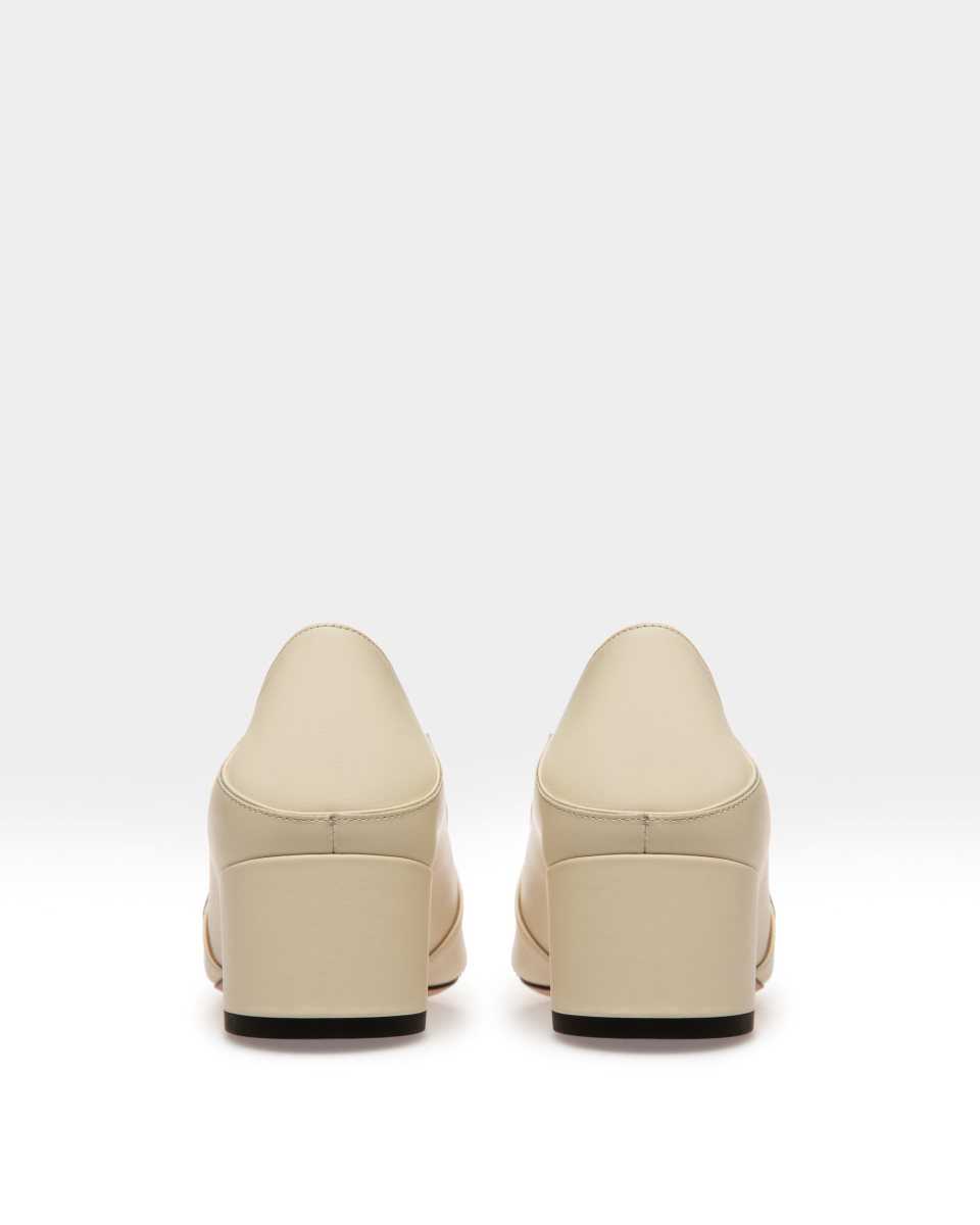 Bally Janelle Calf Läder 40mm Heel Pumps Dam Vita | 4371OQHXW