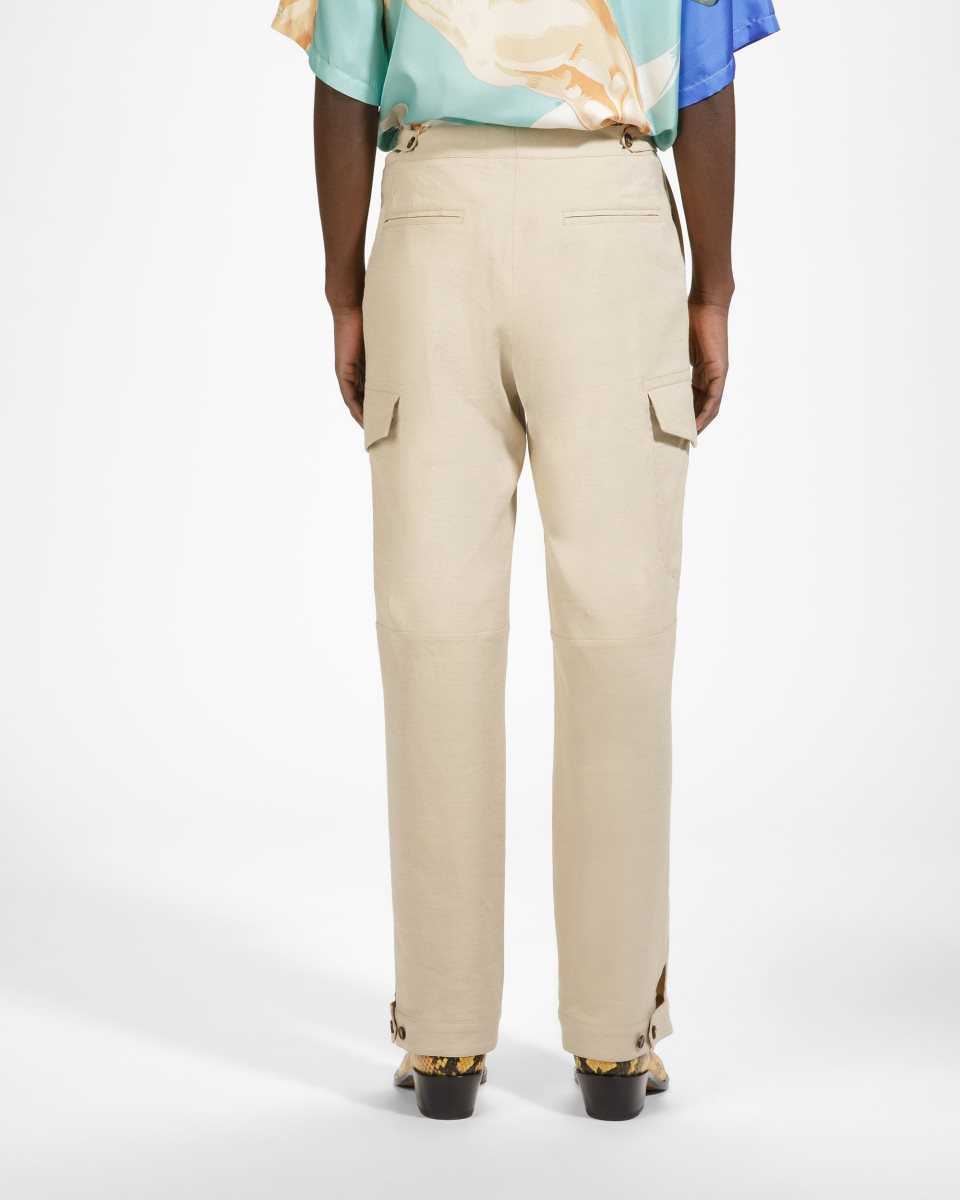 Bally Linen Hetero Trousers Byxor Herr Beige | 4572BLSCW