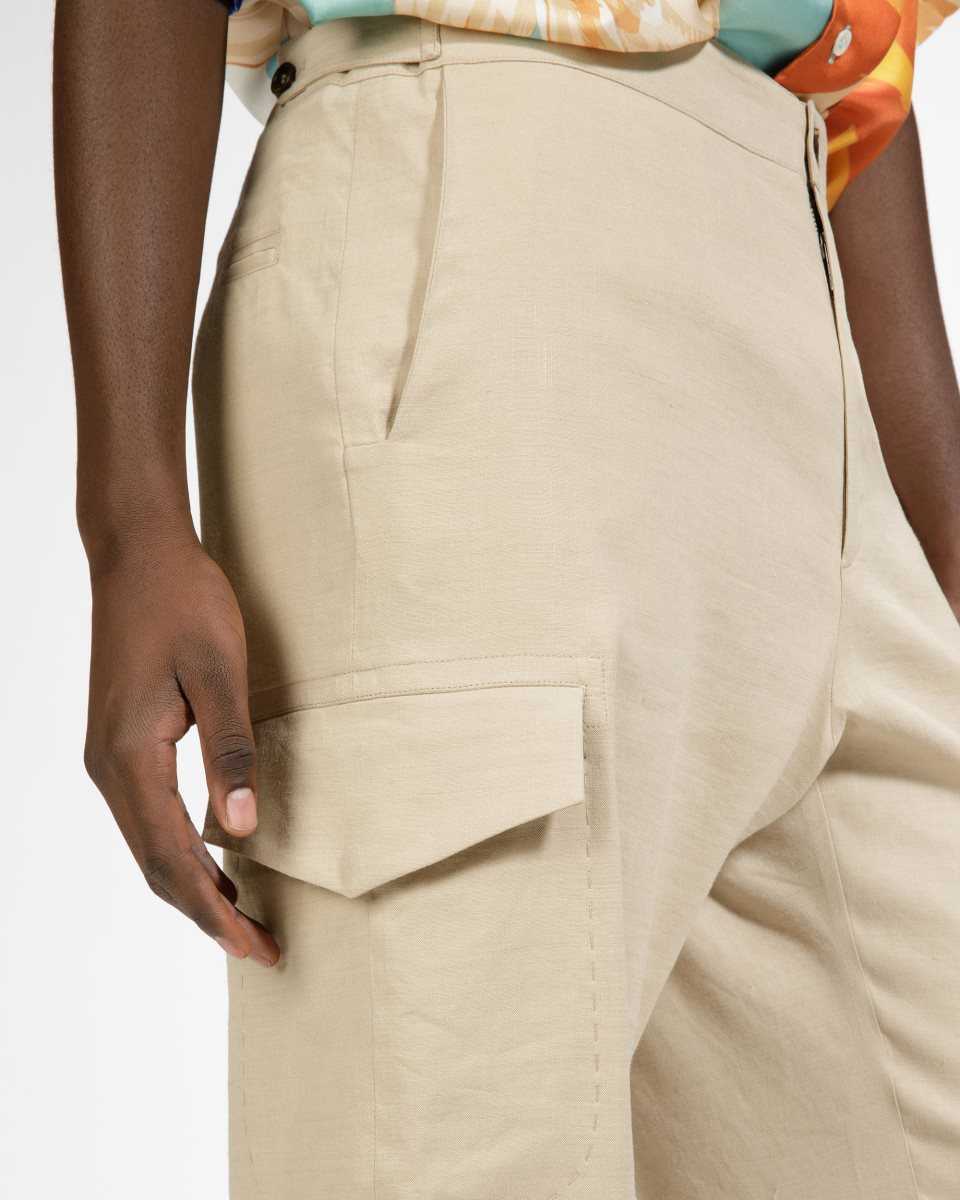 Bally Linen Hetero Trousers Byxor Herr Beige | 4572BLSCW