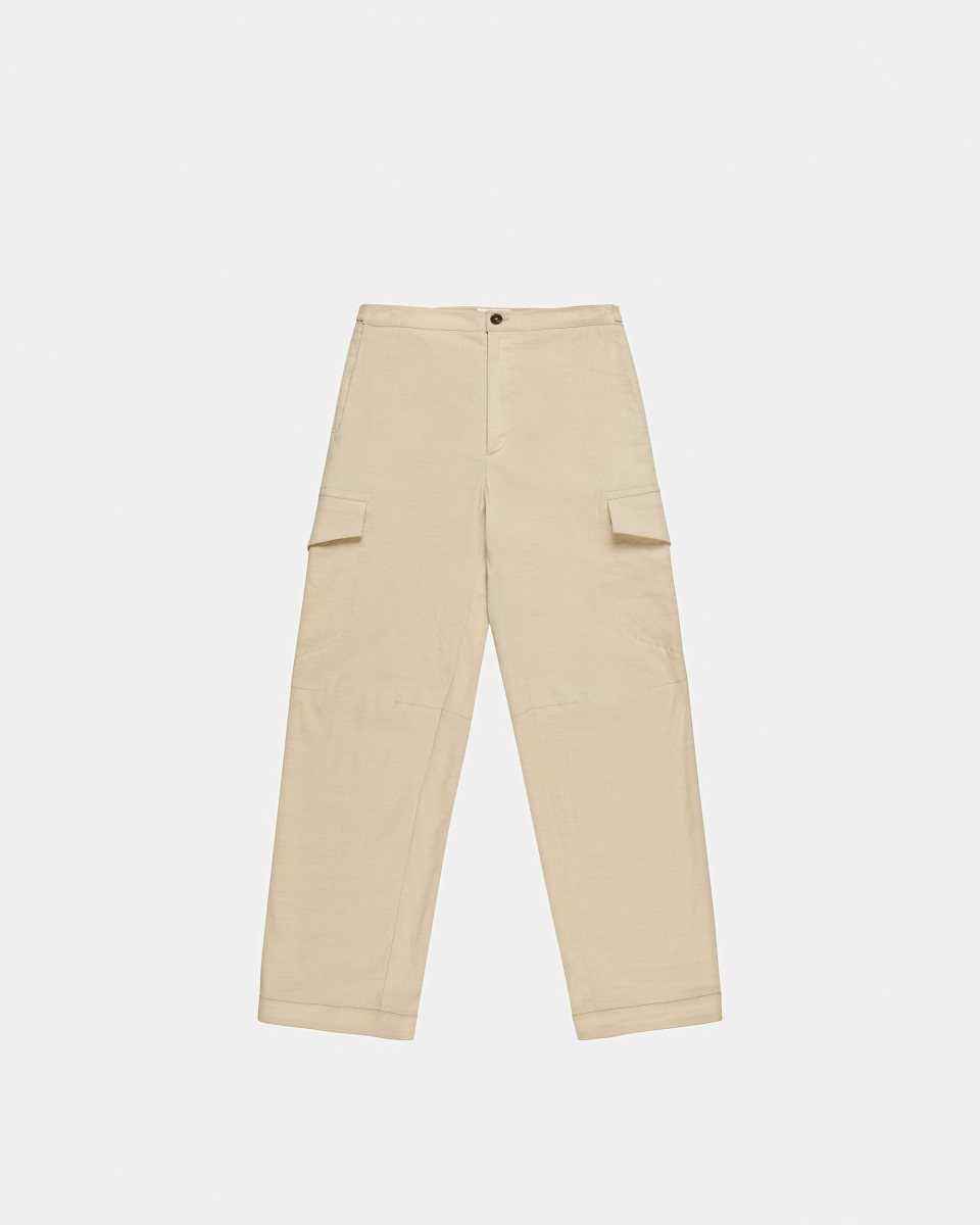 Bally Linen Hetero Trousers Byxor Herr Beige | 4572BLSCW