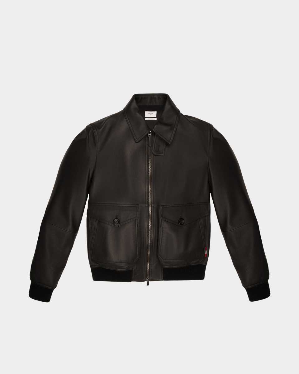 Bally Läder Blouson Bomber Jacka Herr Bruna | 0274LVJDU