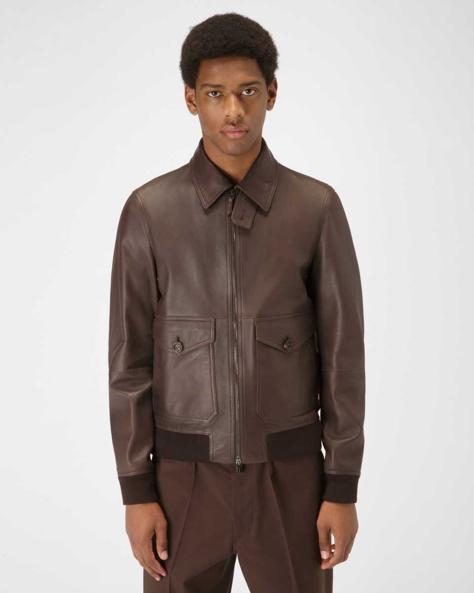 Bally Läder Blouson Bomber Jacka Herr Bruna | 0274LVJDU