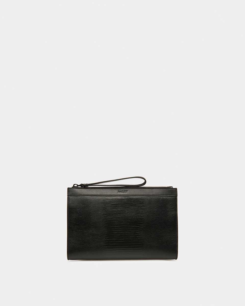 Bally Makid Recycled Läder Clutch Väska Herr Svarta | 0928ZBKSY