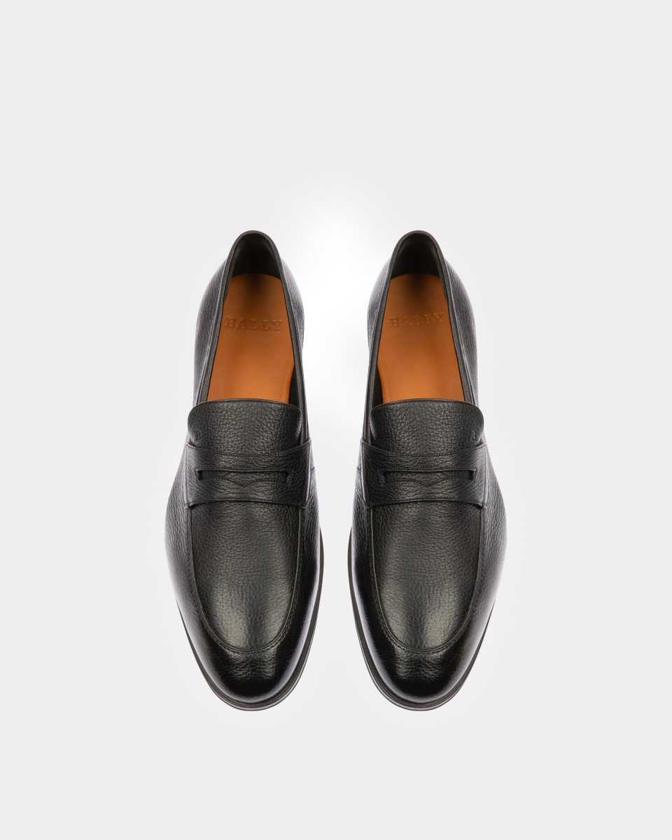 Bally Webb Grained Deer Läder Penny Loafers Herr Svarta | 2174FZKHB