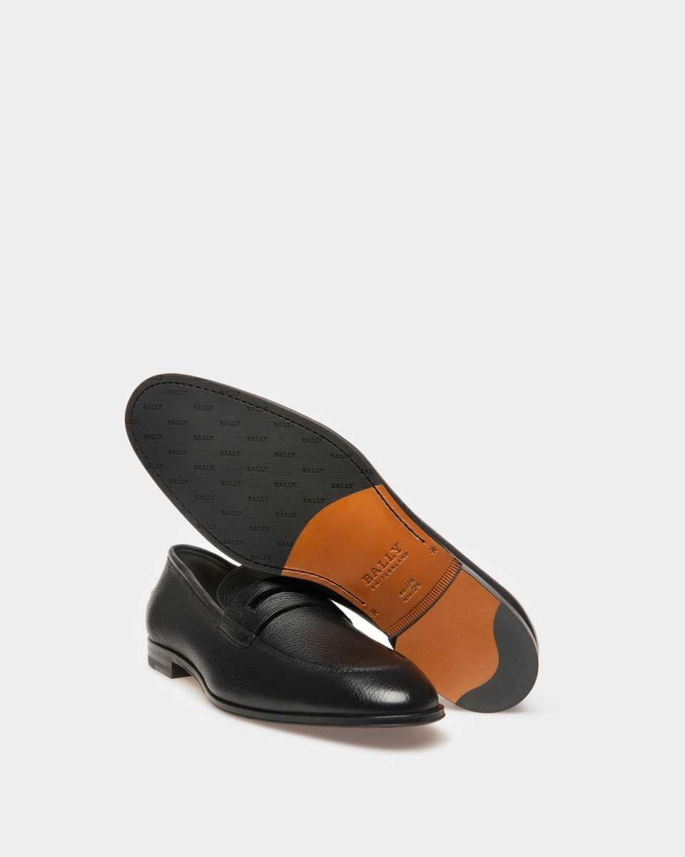 Bally Webb Grained Deer Läder Penny Loafers Herr Svarta | 2174FZKHB