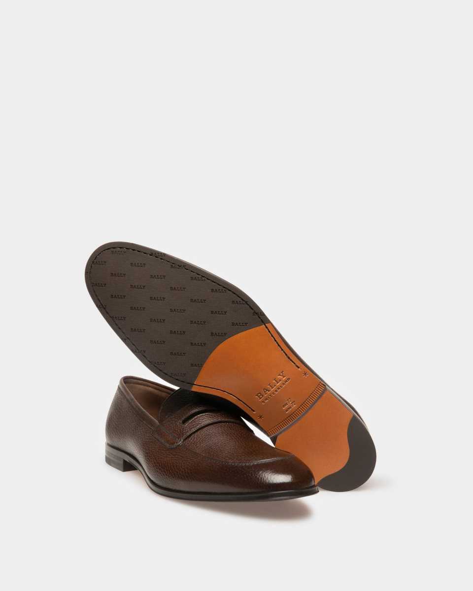 Bally Webb Grained Deer Läder Penny Loafers Herr Bruna | 2574GYUNK